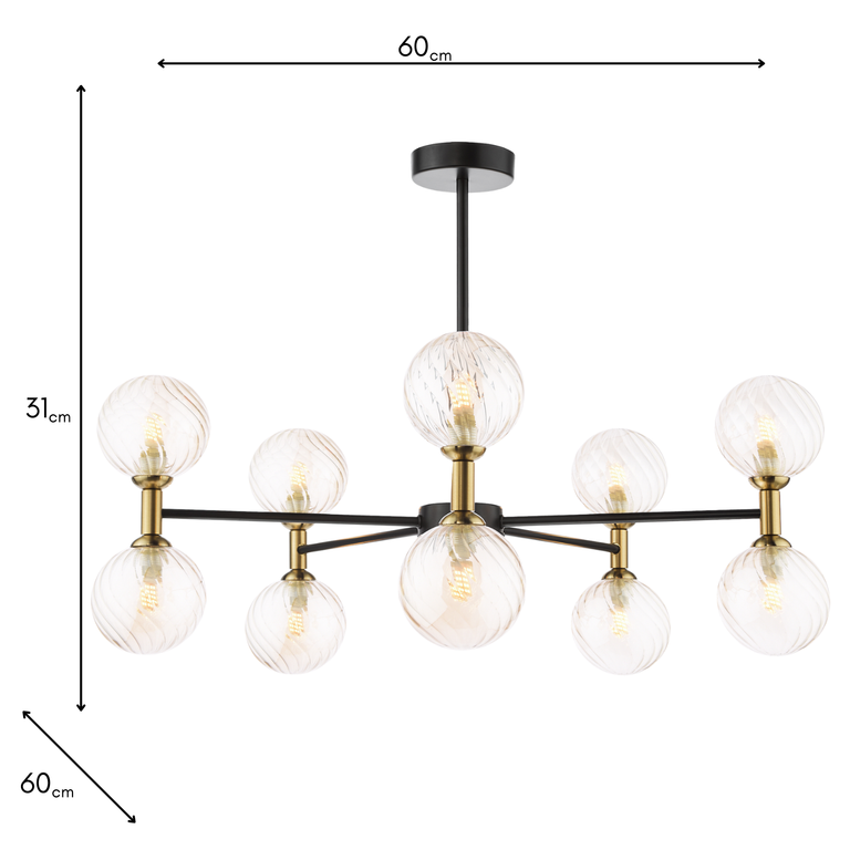 Takara 10 Light Semi-Flush Black and Bronze - Takara Lighting Collection