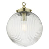 Globe-shaped ribbed glass shade Tamara pendant