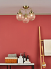 Antique brass semi flush mount light with vintage-inspired design - Tamara Brass Semi Flush