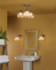 Three ribbed glass shades on polished chrome semi flush ceiling lamp - Tamara Semi Flush Chrome