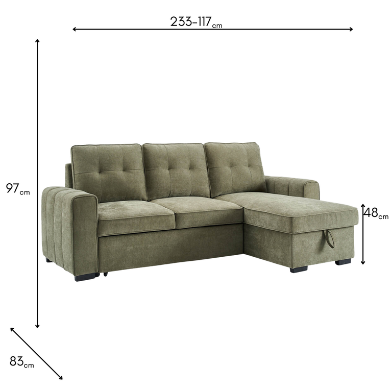 Toby Corner Sofa Bed Sage - Fabric Living Room Collection