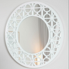 Torino White Wood Round Mirror picture on the wall