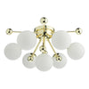 Mid-century inspired lighting with opal glass shades

