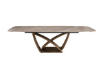 Vanosa Extending Dining Table Rectangle 180/260 cm Brown front view picture with extended table