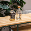Vespa Scooter Bar Green close view picture of the wooden counter top