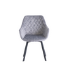 Set of two silver upholstered dining chairs for a stylish dining room.
