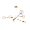 Vignette 6 Light Pendant Aged Brass/Organic Amber Glass picture with switched on light