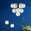 Vine 10 Light Pendant Satin Black/Opal Glass life style picture