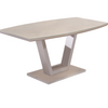 Modern rectangle dining table with a sleek marble-look top.
