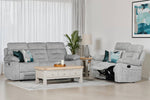 Wilbur 3 Seater Sofa Recliner Grey life style picture with two seater sofa