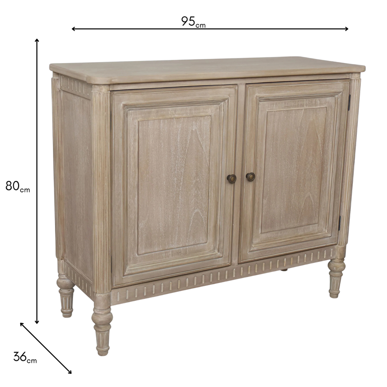 Willow 2 Door Cabinet Timber Wash - Wooden 2 Door Storage Unit