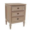Willow 3 Drawer Bedside Table Timber Wash picture on the white background