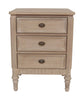 Willow 3 Drawer Bedside Table Timber Wash front view picture of the desing