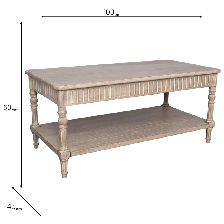 Willow Coffee Table Timber Wash - Rectangle Living Room Table