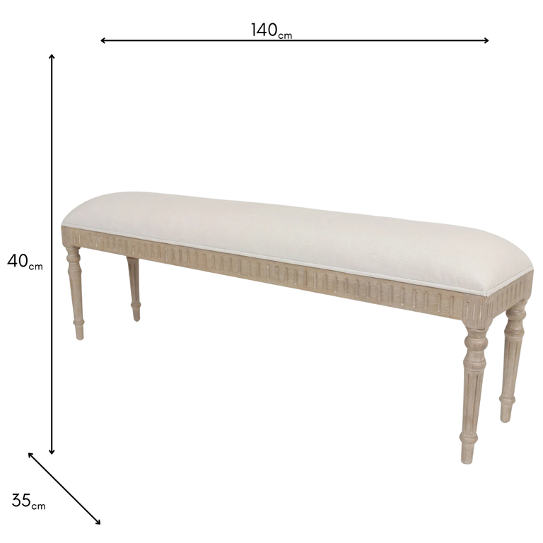 Willow Ottoman Timber Wash - Wooden Bench Bedroom Furniture