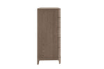 Spacious drawer chest in cream ash veneer finish.