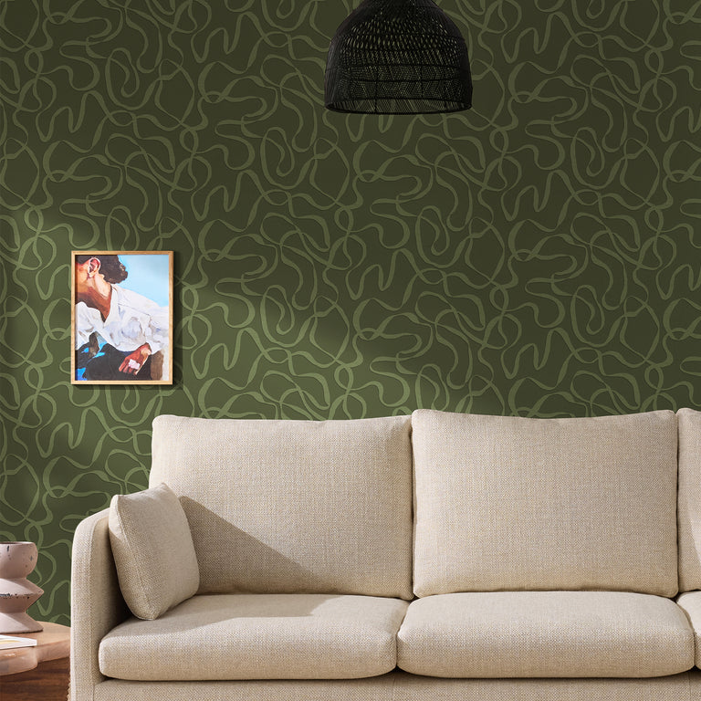 Made Varri Wallpaper Moss - Modern Abstract Green Wallpaper