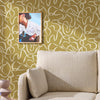Made Varri Ochre Wallpaper close view picture on the wall