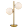 Bombazine 2 Light Table Lamp Natural Brass picture with switched on light