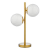 Bombazine 2 Light Table Lamp Natural Brass made in a modern design with opal glass shades
