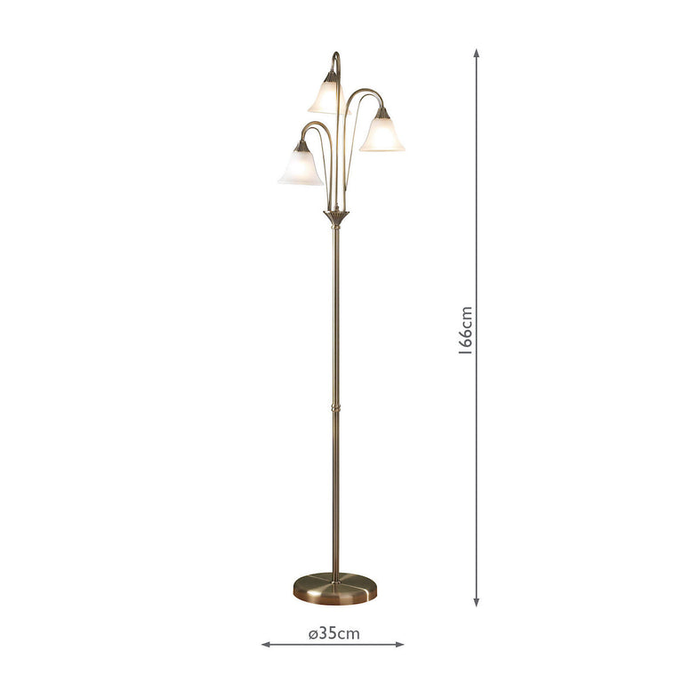 Boston 3 Light Floor Lamp - Antique Brass Lighting Collection