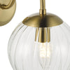 Jocelyn Wall Light Natural Brass close view picture of the fitting plate and glass shade