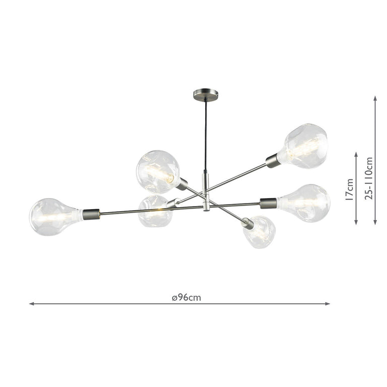Alana 6 Light Pendant Satin Chrome