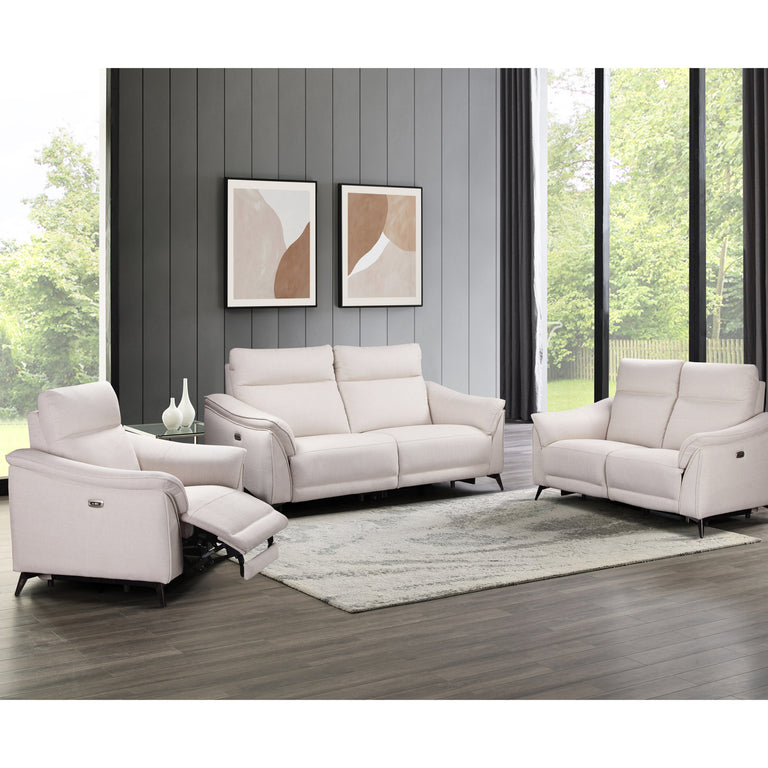 Austin 3 Seater Sofa Electric Recliner White