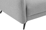 Grey two seater sofa with loose back cushions

