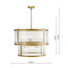 Ribbed glass chandelier light with adjustable chain
