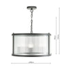 Adjustable pendant ceiling lamp with ribbed glass for bedroom