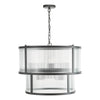 Bianka 6 Light Pendant Matt Black with clear ribbed glass shade