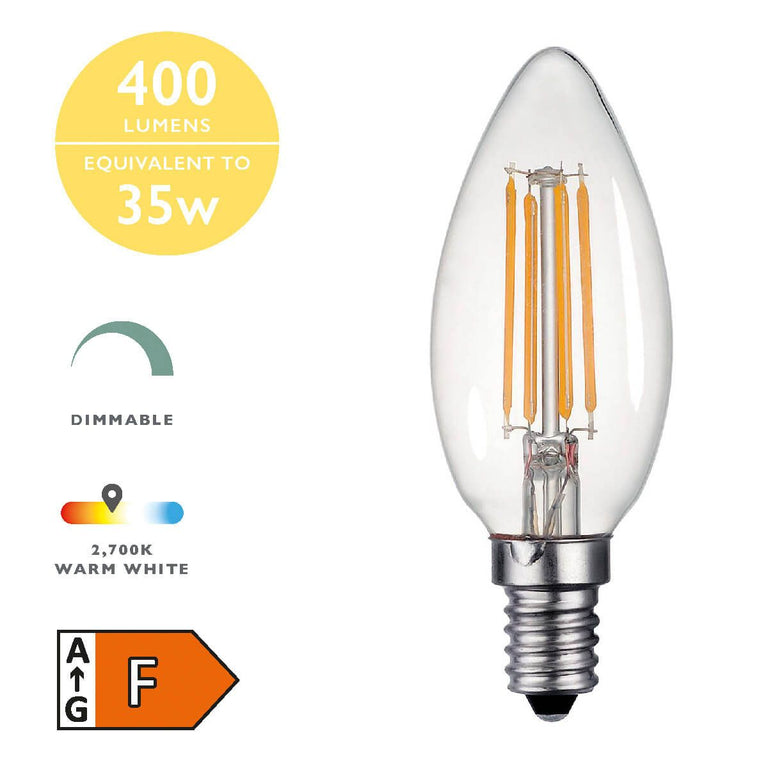 LED Candle Light Bulb (Lamp) SES/E14 4W 400LM