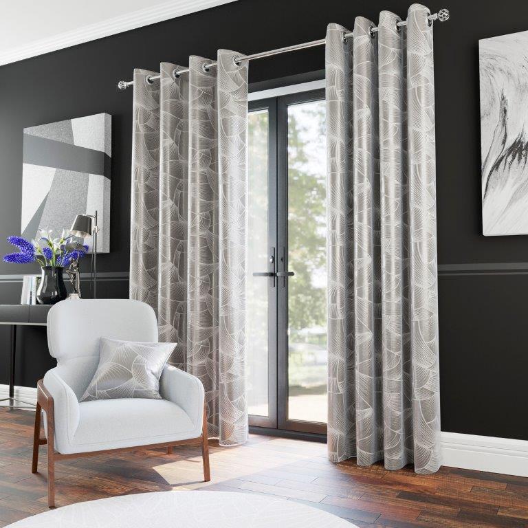 Caspian Eggshell Eyelet Curtains