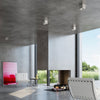 Grey flush ceiling lamp offering sleek and efficient lighting