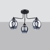 Modern semi flush ceiling light fixture in black with glass