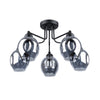 Modern semi flush ceiling light fixture in black with glass