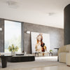 Modern flush ceiling lamp with LED lights in white