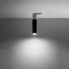 Contemporary black and wood Sollux flush ceiling light PABLO