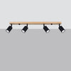 Semi flush light with wood accents Sollux Lighting Ceiling lamp VERDO 4 black