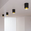 Flush mount light fixtures with black and golden contrast