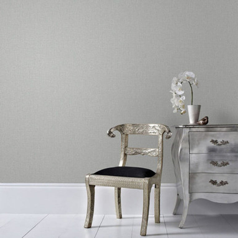 Graham & Brown Chenille Grey and Silver Wallpaper