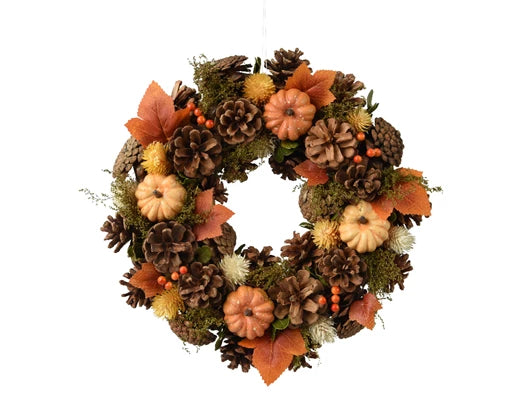 Wreath With Leaves and Pumpkins