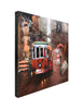 3D City Streetcar canvas wall art with metal accents
