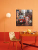 Rustic City Streetcar canvas painting for wall décor
