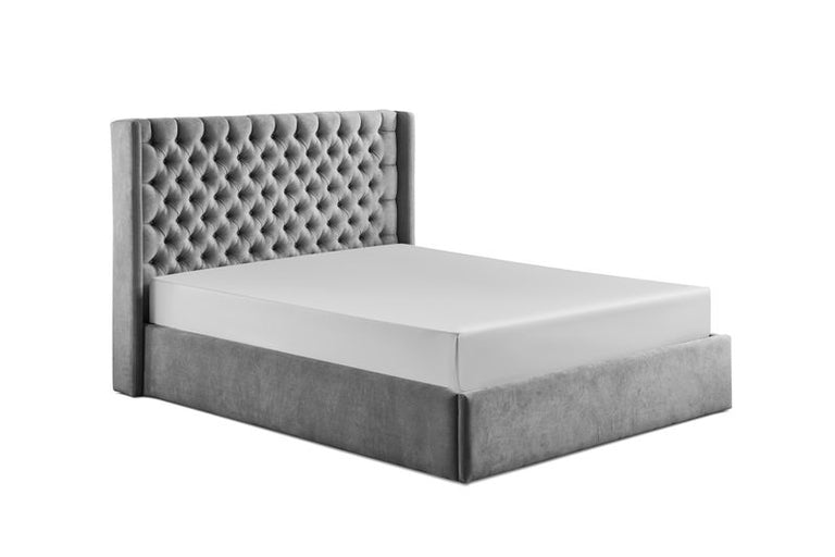 Colette King Size Bed Ottoman Grey
