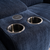 Elegant fabric sofa for corner with padded headrests
