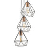 Deyon 3 Light Cluster Pendant Black & Copper close view picture of the shades