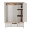 Taupe painted finish with classic oak veneer top