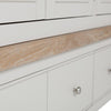Taupe 3-Door Wardrobe with Shelving and Hanging Space.